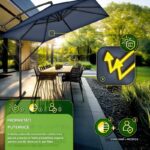 Umbrela de soare patrata, pentru gradina si terasa, Tillvex®, Ø 330 cm, inclinabila, protectie UV 50+, husa protectie, rotativa la 360°, cu manivela, albastru - imagine 2