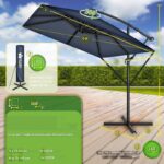 Umbrela de soare patrata, pentru gradina si terasa, Tillvex®, Ø 330 cm, inclinabila, protectie UV 50+, husa protectie, rotativa la 360°, cu manivela, albastru - imagine 3