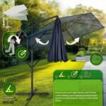 Umbrela de soare patrata, pentru gradina si terasa, Tillvex®, Ø 330 cm, inclinabila, protectie UV 50+, husa protectie, rotativa la 360°, cu manivela, albastru - imagine 4