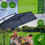 Umbrela de soare patrata, pentru gradina si terasa, Tillvex®, Ø 330 cm, inclinabila, protectie UV 50+, husa protectie, rotativa la 360°, cu manivela, albastru - imagine 6