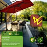 Umbrela de soare patrata, pentru gradina si terasa, Tillvex®, Ø 330 cm, inclinabila, protectie UV 50+, husa protectie, rotativa la 360°, cu manivela, rosu - imagine 2