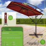 Umbrela de soare patrata, pentru gradina si terasa, Tillvex®, Ø 330 cm, inclinabila, protectie UV 50+, husa protectie, rotativa la 360°, cu manivela, rosu - imagine 3