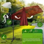 Umbrela de soare patrata, pentru gradina si terasa, Tillvex®, Ø 330 cm, inclinabila, protectie UV 50+, husa protectie, rotativa la 360°, cu manivela, rosu - imagine 4
