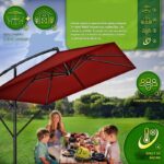 Umbrela de soare patrata, pentru gradina si terasa, Tillvex®, Ø 330 cm, inclinabila, protectie UV 50+, husa protectie, rotativa la 360°, cu manivela, rosu - imagine 6