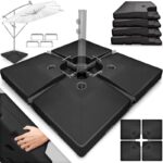 Suport pentru baza umbrela, greutati, 4 placi, umplere cu apa sau nisip 90 litri / 120 kg, negru, Tillvex