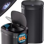 Cos de gunoi cu senzor deschidere-inchidere, Monzana®, 50 L, otel, raza senzor 60°, negru