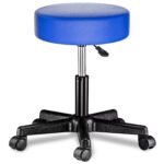 Scaun taburet Casaria®, cosmetica, cabinet medical, atelier, rotire la 360°, inaltime reglabila 46-60 cm, piele ecologica, albastru