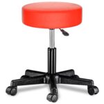 Scaun taburet Casaria®, cosmetica, cabinet medical, atelier, rotire la 360°, inaltime reglabila 46-60 cm, piele ecologica, rosu