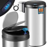 Cos de gunoi cu senzor deschidere-inchidere, Monzana®, 50 L, otel, argintiu