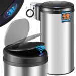 Cos de gunoi cu senzor deschidere-inchidere, Monzana®, 40 L, otel, argintiu