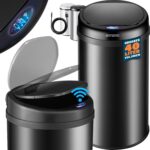 Cos de gunoi cu senzor deschidere-inchidere, Monzana®, 40 L, otel, negru
