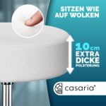 Scaun taburet Casaria®, cosmetica, cabinet medical, atelier, rotire la 360°, inaltime reglabila 46-60 cm, piele ecologica, alb - imagine 6