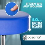 Scaun taburet Casaria®, cosmetica, cabinet medical, atelier, rotire la 360°, inaltime reglabila 46-60 cm, piele ecologica, albastru - imagine 5