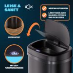 Cos de gunoi cu senzor deschidere-inchidere, Monzana®, 50 L, otel, raza senzor 60°, negru - imagine 4