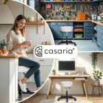 Scaun taburet Casaria®, cosmetica, cabinet medical, atelier, rotire la 360°, inaltime reglabila 46-60 cm, piele ecologica, alb - imagine 2