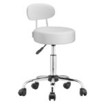 Scaun de cosmetica hidraulic si rotativ cu spatar Casaria®, inaltime reglabila 63-73 cm, alb