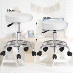 Scaun taburet Casaria®, cosmetica, cabinet medical, atelier, otel, inaltime reglabila 51-65 cm, rotire 360°, alb - imagine 5