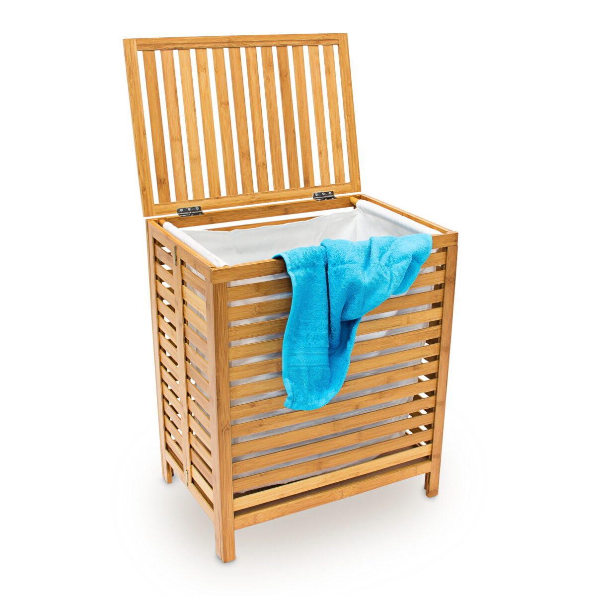 Cos de rufe din bambus, capacitate 100L, natur,  60 x 50,5 x 35,5 cm - imagine 2