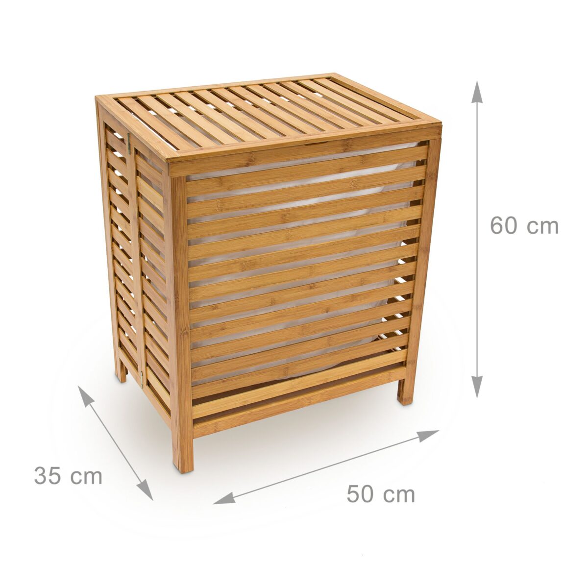 Cos de rufe din bambus, capacitate 100L, natur,  60 x 50,5 x 35,5 cm - imagine 5
