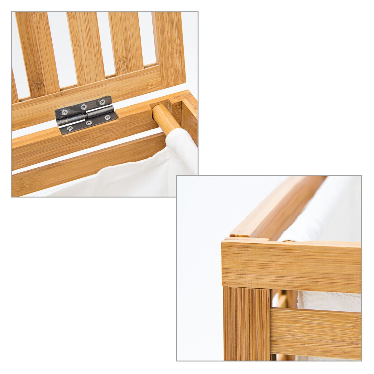 Cos de rufe din bambus, capacitate 100L, natur,  60 x 50,5 x 35,5 cm - imagine 7