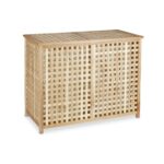 Cos de rufe din lemn, 2 compartimente, natur, 68,1 x 87,9 x 46,1 cm - imagine 4