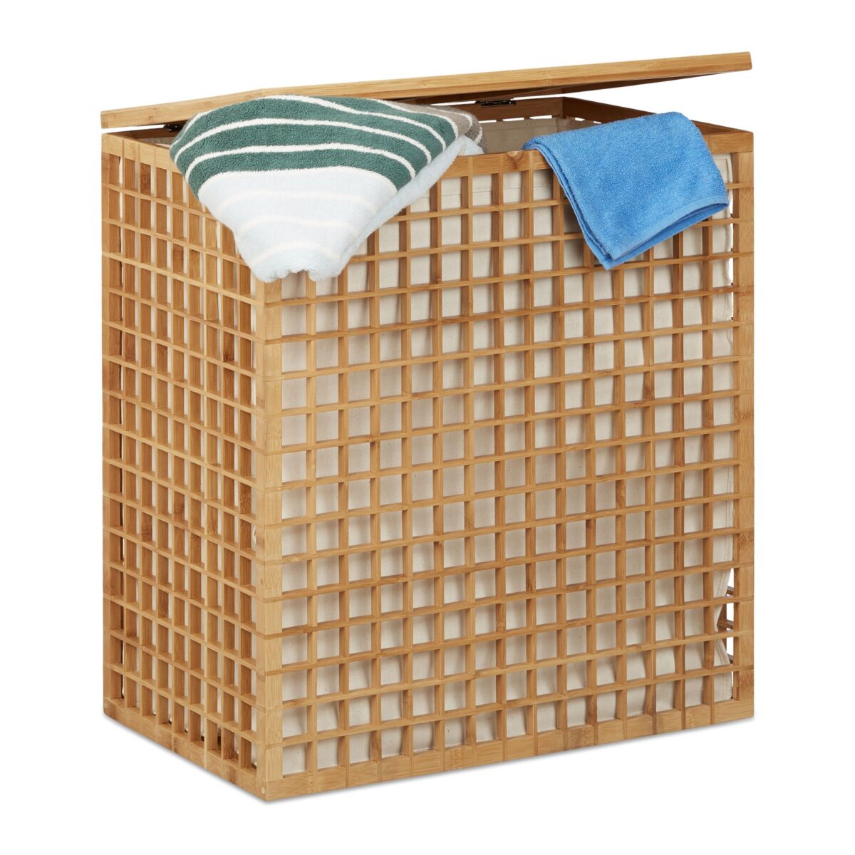 Cos de rufe din bambus, capacitate 48L, 62 x 56 x 35 cm - imagine 3