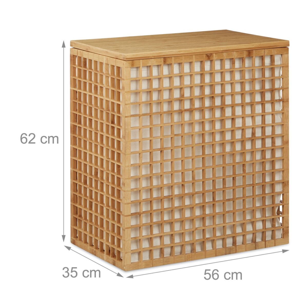 Cos de rufe din bambus, capacitate 48L, 62 x 56 x 35 cm - imagine 2