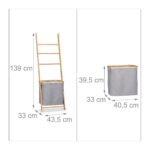 Suport prosoape, cos de rufe integrat, bambus/poliester, 139 x 43,5 x 33 cm, maro/gri - imagine 2