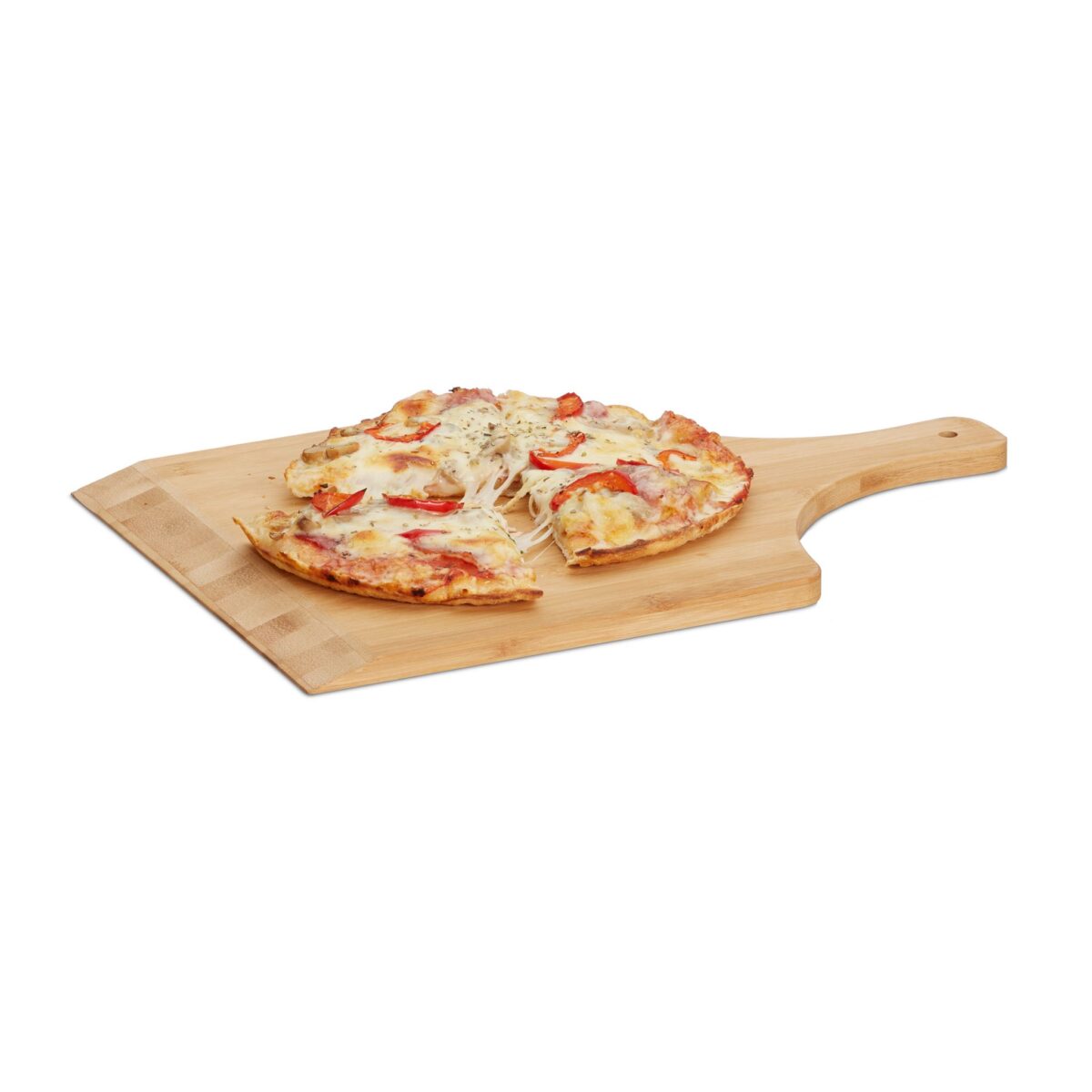 Platou din bambus, cu maner, pentru servire pizza/aperitiv, 1,5 x 45 x 30 cm - imagine 3