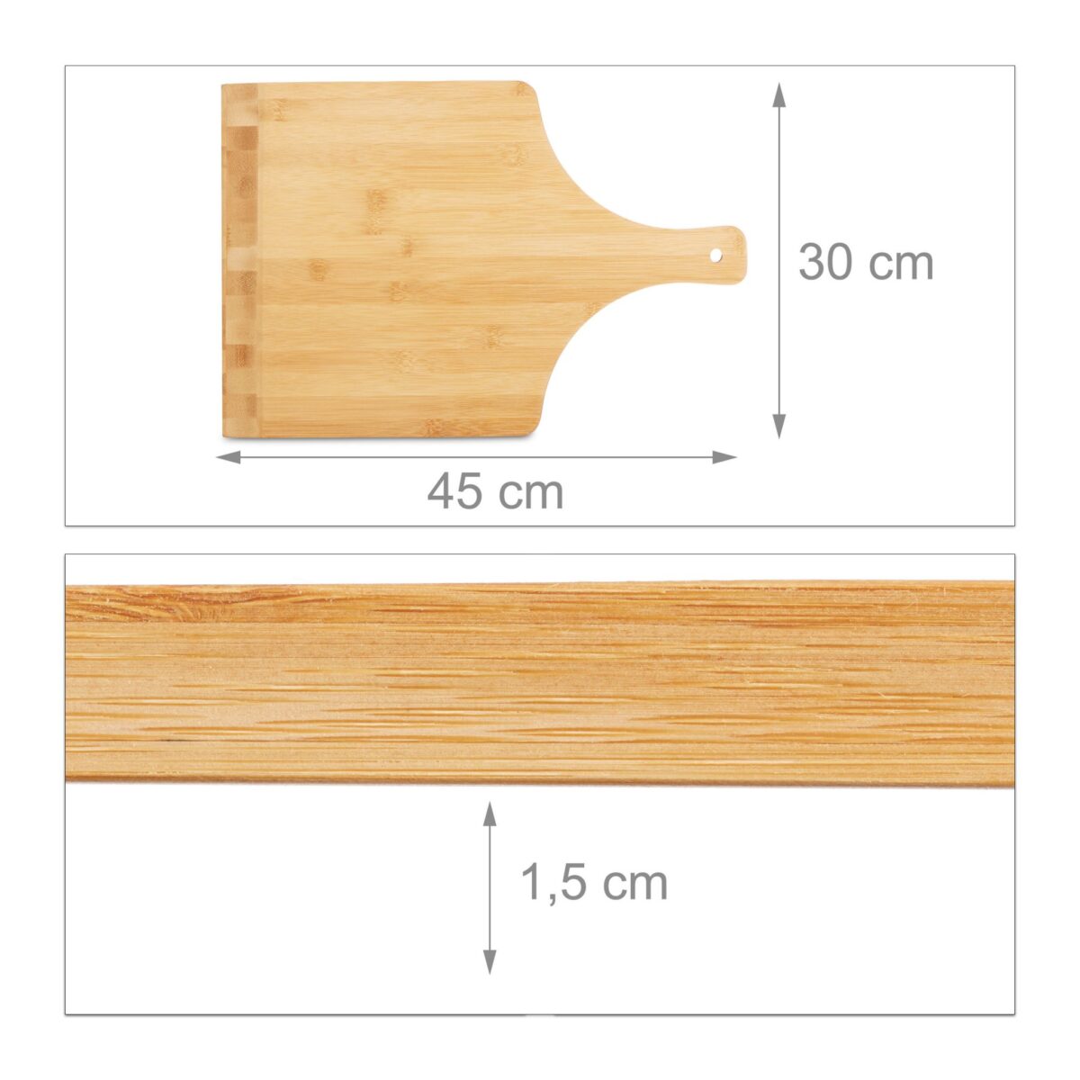 Platou din bambus, cu maner, pentru servire pizza/aperitiv, 1,5 x 45 x 30 cm - imagine 5
