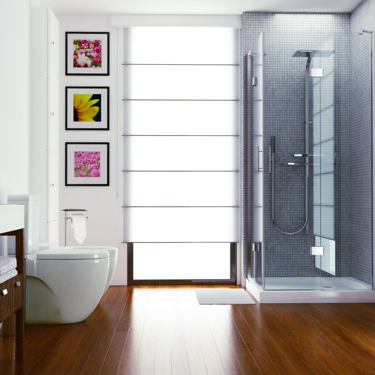 Suport hartie igienica cu perie de toaleta si raft, argintiu, fier, Relaxdays - imagine 3