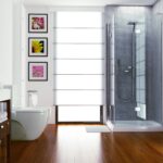 Suport hartie igienica cu perie de toaleta si raft, argintiu, fier, Relaxdays - imagine 3