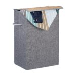 Cos de rufe, 2 manere, capacitate 60L, grir, 60 x 40 x 30 cm