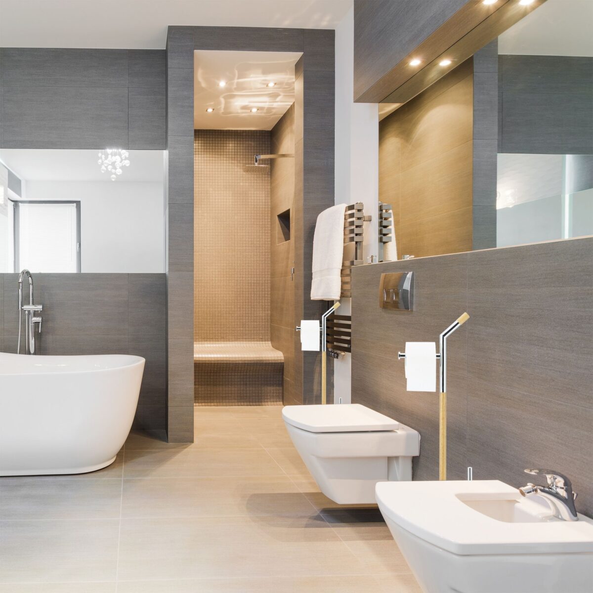 Suport hartie igienica din otel si lemn, perie toaleta, H 90 cm, Relaxdays - imagine 4