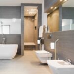 Suport hartie igienica din otel si lemn, perie toaleta, H 90 cm, Relaxdays - imagine 4