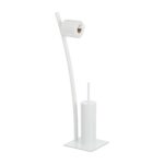 Suport alb pentru hartie igienica si perie de toaleta, otel, 78 x 29 x 20 cm