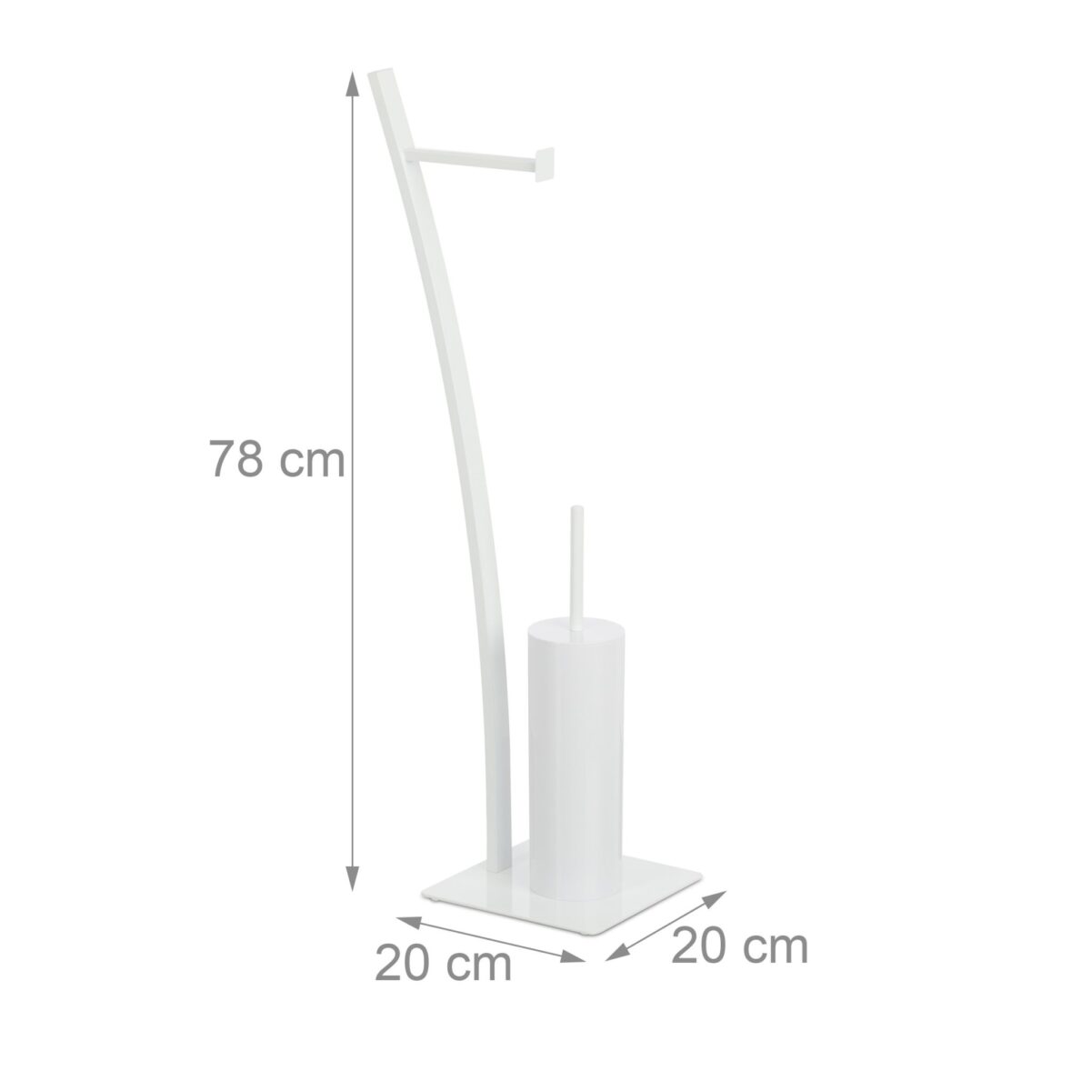Suport alb pentru hartie igienica si perie de toaleta, otel, 78 x 29 x 20 cm - imagine 2