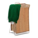 Cos de rufe din bambus, capacitate 40L, maro, 61 x 38 x 22 cm