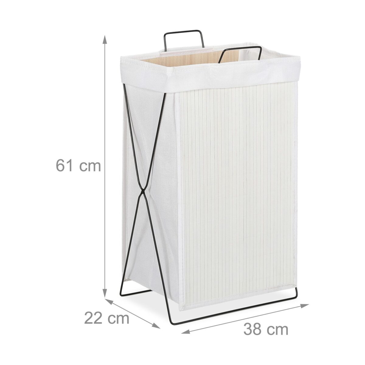 Cos de rufe din bambus, capacitate 40L, alb, 61 x 38 x 22 cm - imagine 5