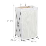 Cos de rufe din bambus, capacitate 40L, alb, 61 x 38 x 22 cm - imagine 5