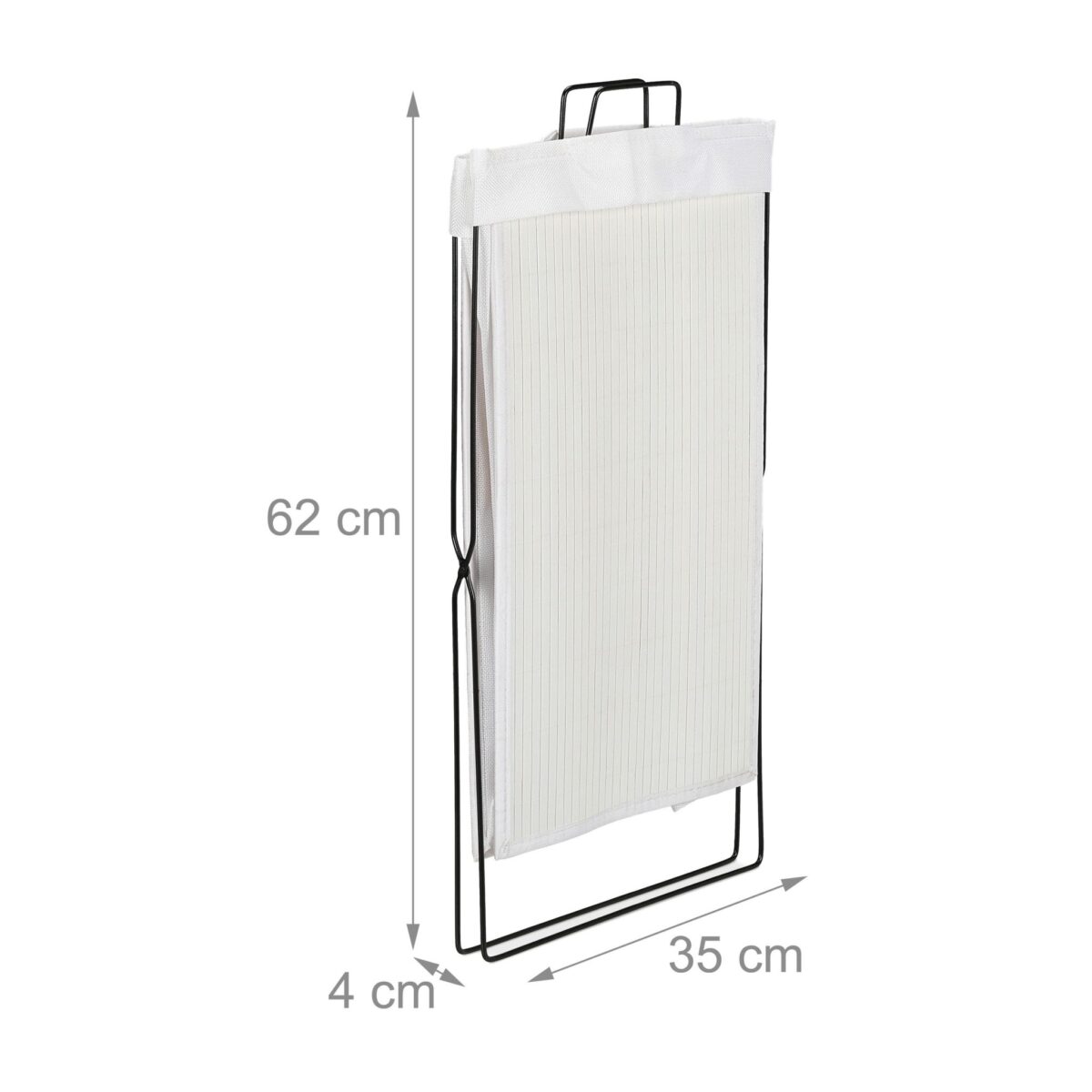Cos de rufe din bambus, capacitate 40L, alb, 61 x 38 x 22 cm - imagine 6