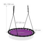 Leagan pentru copii si adulti, tip cuib, diametrul 120 cm, mov, Relaxdays - imagine 3