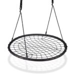 Leagan copii si adulti, tip cuib cu plasa, ⌀ 120 cm, negru, Relaxdays