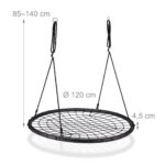 Leagan copii si adulti, tip cuib cu plasa, ⌀ 120 cm, negru, Relaxdays - imagine 4