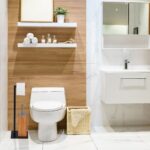 Set de toaleta din bambus si metal, suport hartie igienica si perie toaleta, Relaxdays - imagine 2