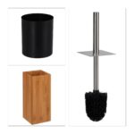 Set de toaleta din bambus si metal, suport hartie igienica si perie toaleta, Relaxdays - imagine 7