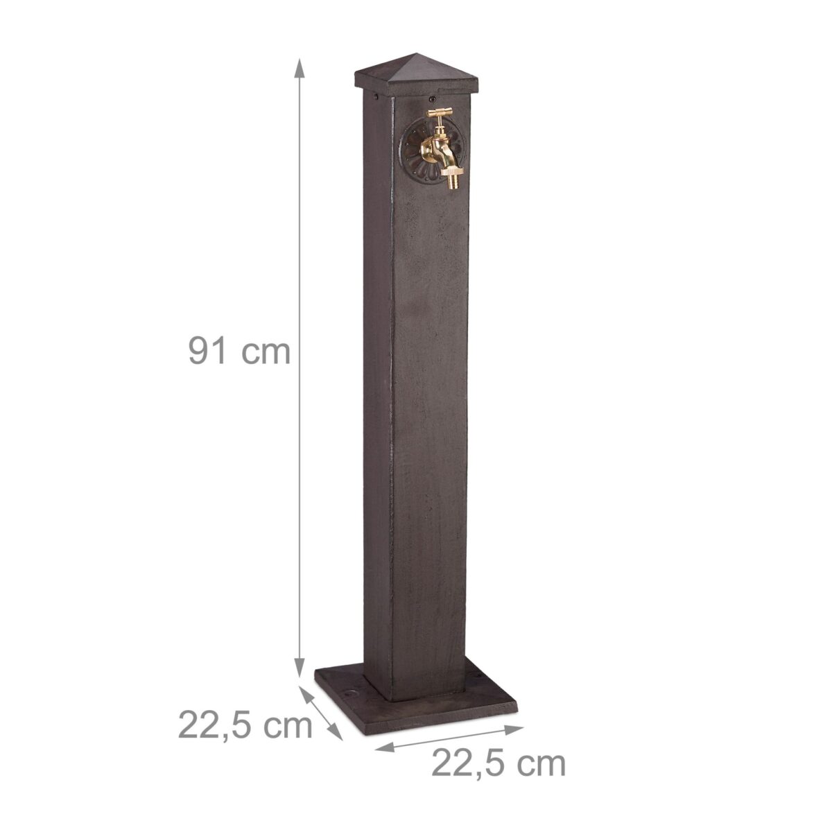Cismea de gradina cu robinet, aluminiu, 91 cm, maro - imagine 2