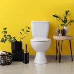 Perie de toaleta cu suport, capac bambus, negru, Relaxdays - imagine 4