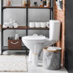 Perie de toaleta cu suport, capac bambus, alb, Relaxdays - imagine 6