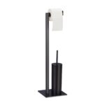 Suport negru pentru hartie igienica si perie de toaleta, otel, Relaxdays